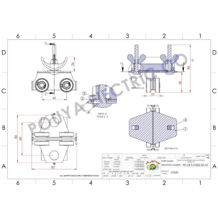 cable-carriers-30-fixed-type-plastic-holder-zz-Engineering-drawing